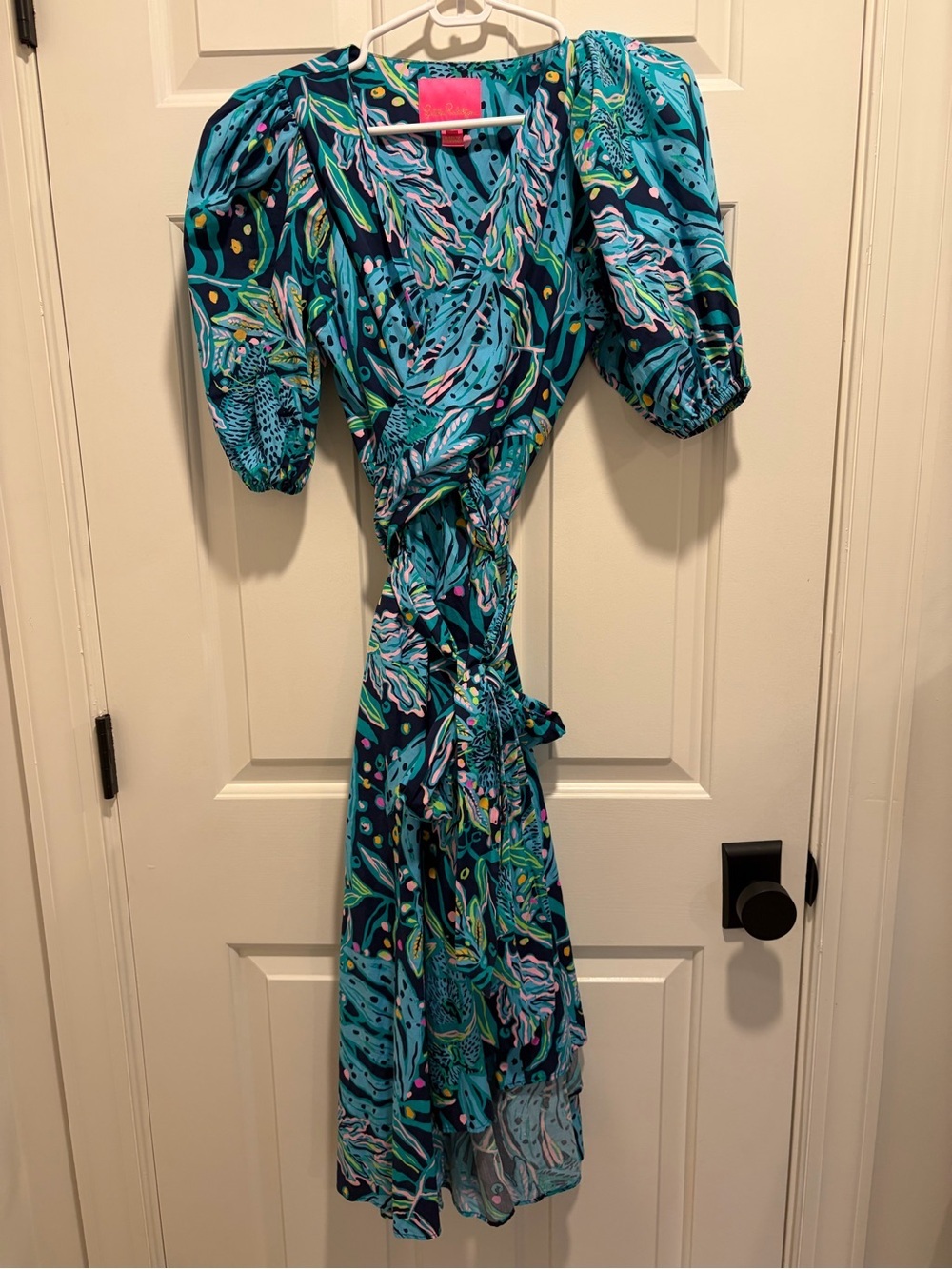 Lilly Pulitzer Juney Midi Dress size 0 Low Tide Navy Catty Purrsonality - Picture 3 of 7